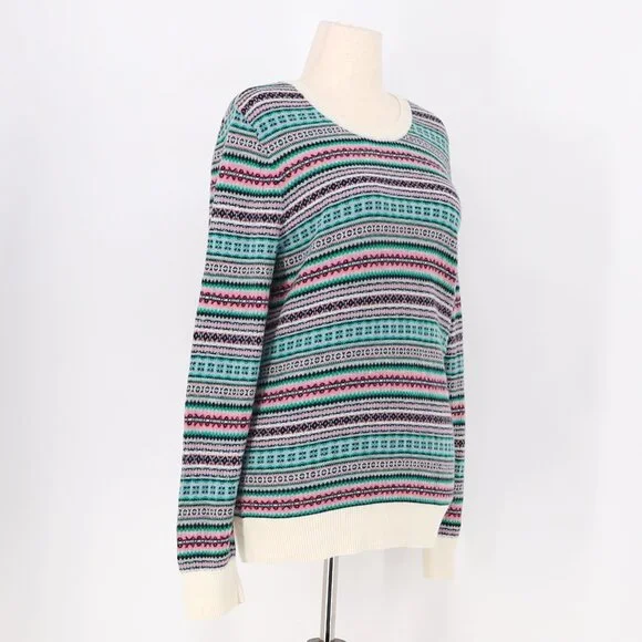 TALBOTS Fair Isle Lambswool Blend Crewneck Sweater Size L - Picture 3 of 8